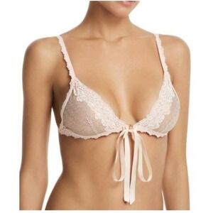 NEW Hanky Panky S Creme Dela Lace Shimmer Triangle Bra 91789